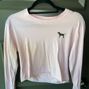 PINK cropped long sleeve shirt